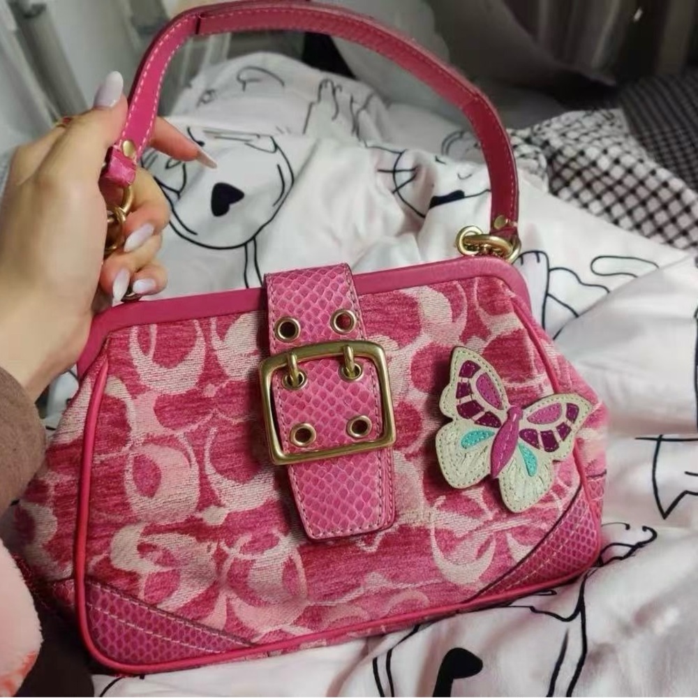 Pink coach bag with butterfly
